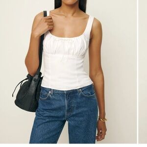 Reformation White Linen Top Sold Out